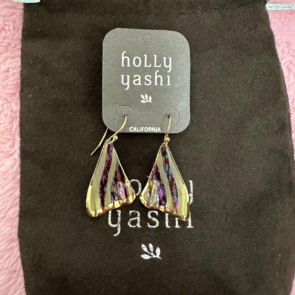 Holly Yashi Purple and Gold Whale Fin Earrings